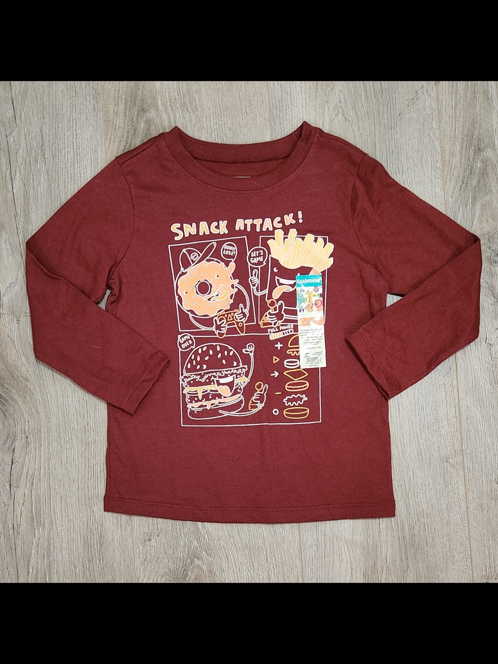 Kids' 'Snack Attack' Long Sleeve Tee - Maroon